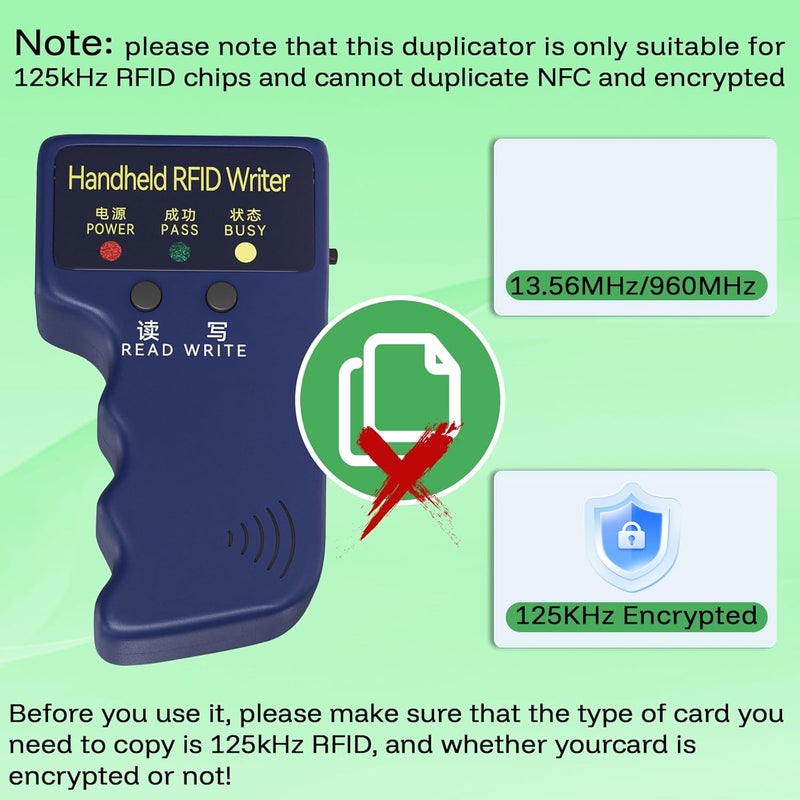 BABIQT Handheld ID Copier 125khz RFID Reader Writer Duplicator Handheld RFID Copiers Used for T5577 or EM4305 + 10 pcs Blank T5577 Keyfobs - Image 5